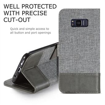 MUXMA lederen canvas splicing Stand mobiele telefoon behuizing voor Samsung Galaxy S8 G950