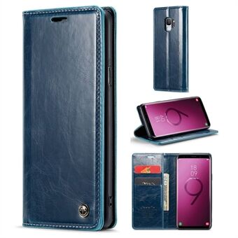 CASEME 003 Serie Voor Samsung Galaxy S9 Magnetische Adsorptie PU Leer Drop-proof Wallet Case Wasachtige Textuur Telefoon Stand Cover