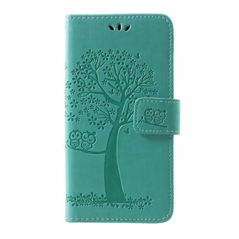 Opdruk Tree Owl Pattern PU-lederen portemonnee-hoesje voor Samsung Galaxy S10