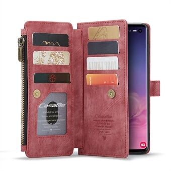 CASEME C30 Serie Grote Capaciteit 10 Kaartsleuven Lederen Telefoon Cover Portemonnee Shell met Ritsvak voor Samsung Galaxy S10 4G