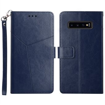 Y-vormige lijn reliëf magnetische sluiting PU- Stand telefoonhoes Pouch Cover voor Samsung Galaxy S10 4G