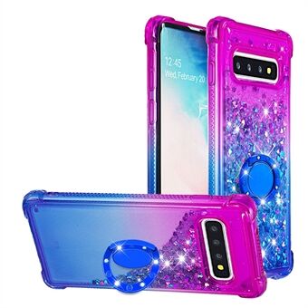 Ring Kickstand Modieus Gradiënt Drijfzand Duurzame TPU Phone Cover Shell voor Samsung Galaxy S10 4G