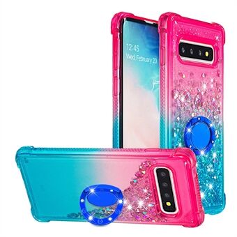 Ring Kickstand Modieus Gradiënt Drijfzand Duurzame TPU Phone Cover Shell voor Samsung Galaxy S10 4G