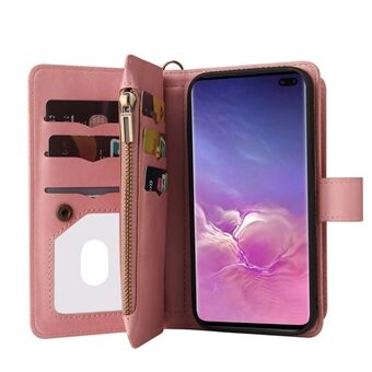 Druppelafstotende, aanraakgevoelige Folio Flip-telefoonhoes met ritsvak en Stand voor Samsung Galaxy S10 Plus