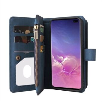 Valafstotend, huid-aanrakend gevoel Folio Flip-telefoonhoes met ritsvak en Stand voor Samsung Galaxy S10 Plus