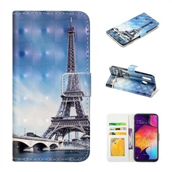 Patroonafdruk Lichtvlek Decor Portemonnee Flip lederen beschermhoes met riem voor Samsung Galaxy A40