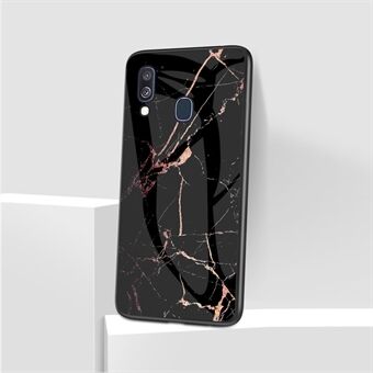 Marble Grain Pattern Gehard Glas PC + TPU Combo Case voor Samsung Galaxy A40