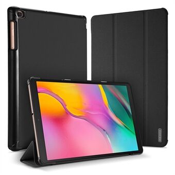 DUX DUCIS Domo-serie lederen + pc-hoes met doektextuur, dubbelzijdige drievoudige standaard met dubbele hoek voor Samsung Galaxy Tab A 10.1 (2019) T510 (Wi-Fi) / T515 (LTE) - Zwart.