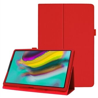 Litchi Textuur Leren Hoesje voor Samsung Galaxy Tab A 10.1 (2019) Krasbestendig Dual-fold Stand Flip Tablet Hoesje met Elastische Strap