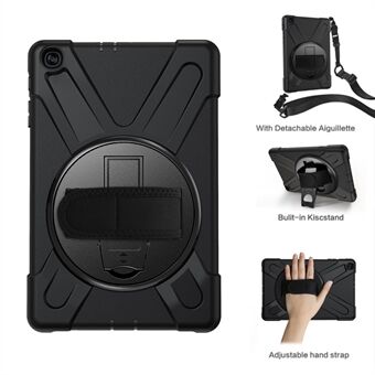 360° draaibare pc + siliconen combo-kickstand hoes met schouderband voor Samsung Galaxy Tab A 10.1 (2019) SM-T515