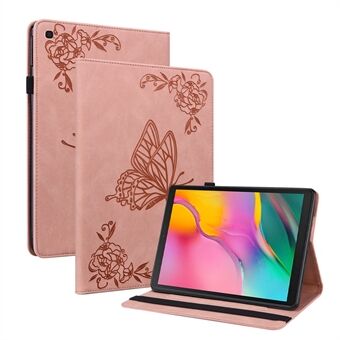 Tablethoes met bedrukt vlinderbloemenpatroon, schokbestendig PU lederen standaard, kaartsleufhoes voor Samsung Galaxy Tab A 10.1 (2019) T510 T515.