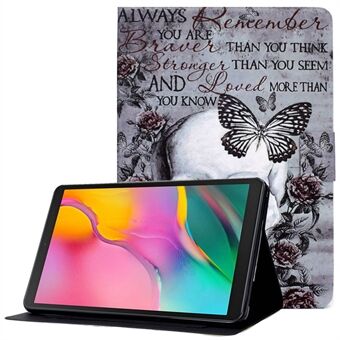 Voor Samsung Galaxy Tab A 10.1 (2019) T510 / T515 Verstelbare Stand PU Leren Tablethoes Patroonafdrukkaarthouder Valbestendige Cover