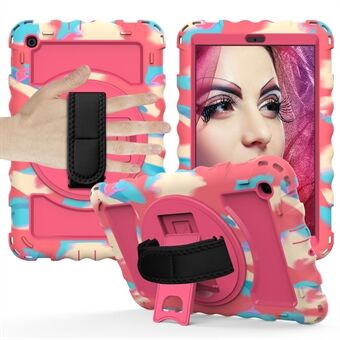 Voor Samsung Galaxy Tab A 10.1 (2019) Draaibare Kickstand Tablet Hoesje Silicone+PC Hand Strap Zware Beschermhoes