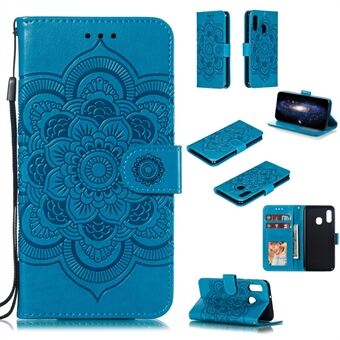 Opdruk Mandala Flower Stand Wallet Leren Hoesje voor Samsung Galaxy A20e