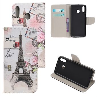 Cross Texture Pattern Printing Flip lederen portemonnee-hoes voor de Samsung Galaxy A20e