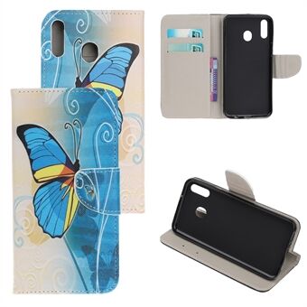 Cross Texture Pattern Printing Flip lederen portemonnee-hoes voor de Samsung Galaxy A20e