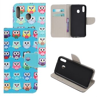 Cross Texture Pattern Printing Flip lederen portemonnee-hoes voor de Samsung Galaxy A20e