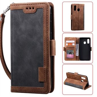 Vintage Splicing Style Wallet Stand Leather Flip Phone Shell for Samsung Galaxy A20e