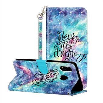 Lichtvlek decor patroon reliëf lederen tas portemonnee telefoonhoes voor Samsung Galaxy A20e