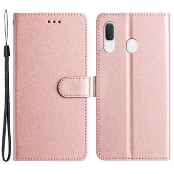 Hoesje met magnetische sluiting voor de Samsung Galaxy A20e lederen Stand met zijdetextuur Goed beschermde schaal met handriem