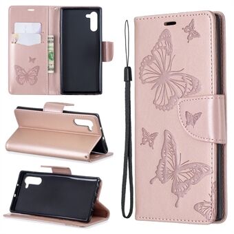 Imprint Butterfly Leather Wallet Phone Case for Samsung Galaxy Note 10/Galaxy Note 10 5G