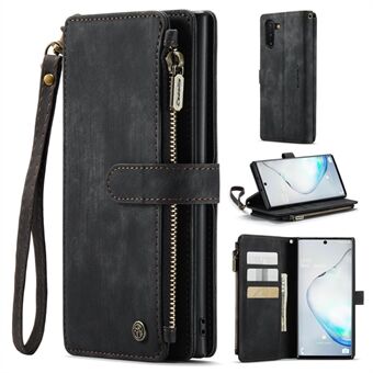 CASEME C30-serie voor Samsung Galaxy Note 10 5G / 4G Anti-val Rits Zak Portemonnee Cover met Riem Auto-Magnetische Stand Telefoon Flip Leather Case Kaarthouder