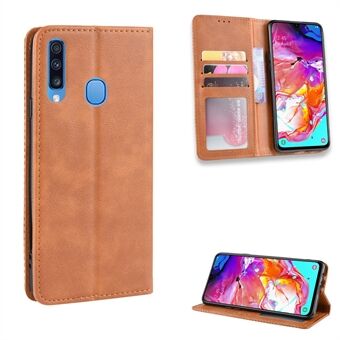 Retro-stijl PU-lederen portemonnee Stand mobiele telefoonhoes voor Samsung Galaxy A20s