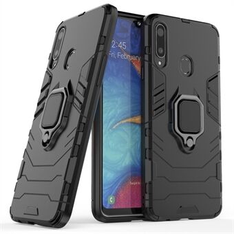 Cool Guard Finger Ring Kickstand PC + TPU Hybrid beschermhoes voor Samsung Galaxy A20s