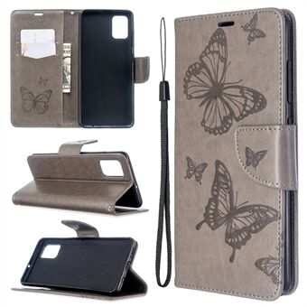 Opdruk Butterfly Wallet Leren Stand Case voor Samsung Galaxy A51