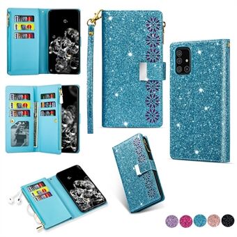 Sparkling Starry Style Laser Carving Leather Case voor Samsung Galaxy A51 SM-A515