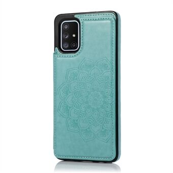 Opdruk Mandala Bloem PU Leer + TPU Hybrid Kickstand Mobiele Telefoon Cover voor Samsung Galaxy A51 SM-A515