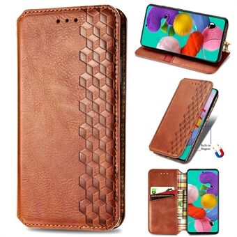 Portemonnee Stand Ontwerp Fashion Rhombus Textuur PU Lederen Stand Case voor Samsung Galaxy A51 4G SM-A515