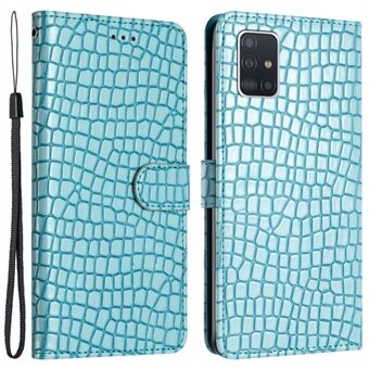 Voor Samsung Galaxy A51 4G SM-A515 Krokodil Textuur Stand Cover Lederen Portemonnee Ontwerp Telefoon Case Met Riem