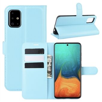 Litchi Skin Leather Wallet Case voor Samsung Galaxy A71 Verstelbare Stand Design Phone Case