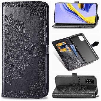 Reliëf Mandala Bloem Portemonnee Lederen Stand Telefoon Cover voor Samsung Galaxy A71 SM-A715