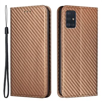 PU Leer + TPU Case Koolstofvezel Textuur Magnetische Auto-Closing Wallet Stand Telefoon Shell voor Samsung Galaxy A71 4G SM-A715