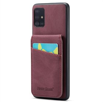 FIERRE SHANN Voor Samsung Galaxy A71 5G SM-A716 Kickstand Case PU Leer + TPU Telefoon Shell met Kaartsleuven