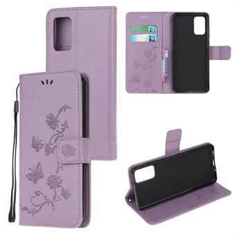 Voor Samsung Galaxy S20 Plus Imprint Butterfly Flower Wallet Leather Mobile Cover