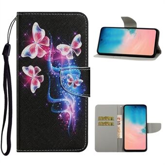 Unique patroonbedrukking Wallet Stand Leather Case met Lanyard voor Samsung Galaxy S20 Plus