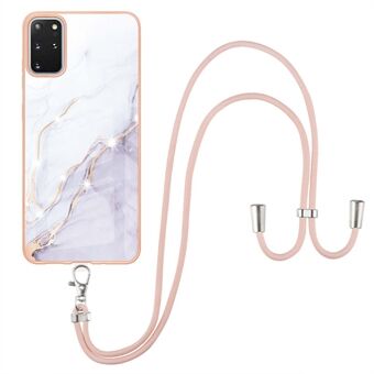 Marmerpatroon gegalvaniseerd Edge flexibel TPU IMD Stijlvol schokbestendig telefoonhoesje met riem voor Samsung Galaxy S20 Plus 4G/5G