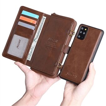MEGSHI 020-serie PU-leren portemonnee-hoes Magnetisch verwijderbare flip-folio-hoes met schouderriem voor Samsung Galaxy S20 Plus 4G / 5G
