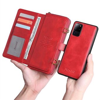 MEGSHI 020-serie PU-leren portemonnee-hoes Magnetisch verwijderbare flip-folio-hoes met schouderriem voor Samsung Galaxy S20 Plus 4G / 5G
