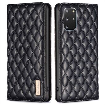 Rhombus KLEUR BF Stijl-16 Voor Samsung Galaxy S20 Plus 4G/5G Ruit Bedrukt PU Lederen Stand Case Kaarthouder Magnetische Auto-geabsorbeerde Telefoon Cover