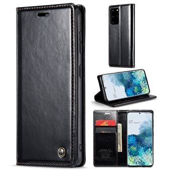 CASEME 003-serie anti-drop PU lederen telefoonhoes voor Samsung Galaxy S20 Plus 4G / 5G wasachtige textuur magnetische auto-geabsorbeerde portemonnee Stand telefoonhoes