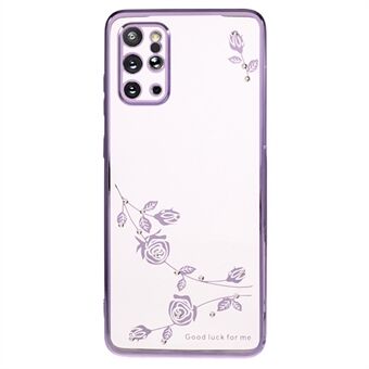 Voor Samsung Galaxy S20 Plus 5G / 4G Strass telefoonhoes Bloemenpatroon Galvaniseren TPU Cover