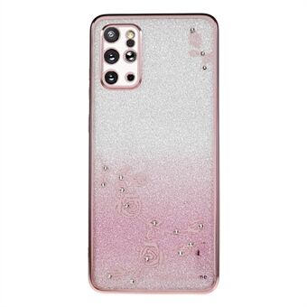 Voor Samsung Galaxy S20 Plus 5G / 4G Gradiënt Glitter TPU Hoesje Strass Bloem Patroon Telefoon Cover