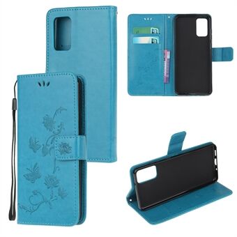 Opdruk Butterfly Flower lederen portemonnee-hoes voor de Samsung Galaxy S20 4G/S20 5G