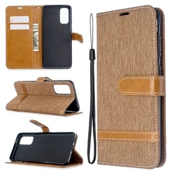 Kleur Splicing Jeans Kleding Huid Portemonnee Lederen Telefoon Cover voor Samsung Galaxy S20