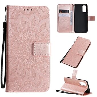 Opdruk Zonnebloem Wallet Leren Hoesje voor Samsung Galaxy S20