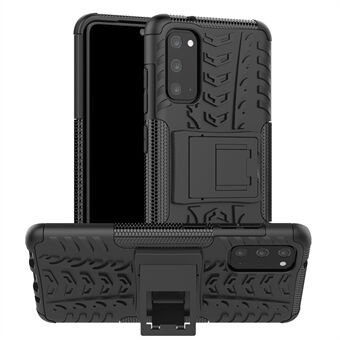 Cool Tyre Texture PC + TPU hybride telefoonhoes met standaard voor Samsung Galaxy S20